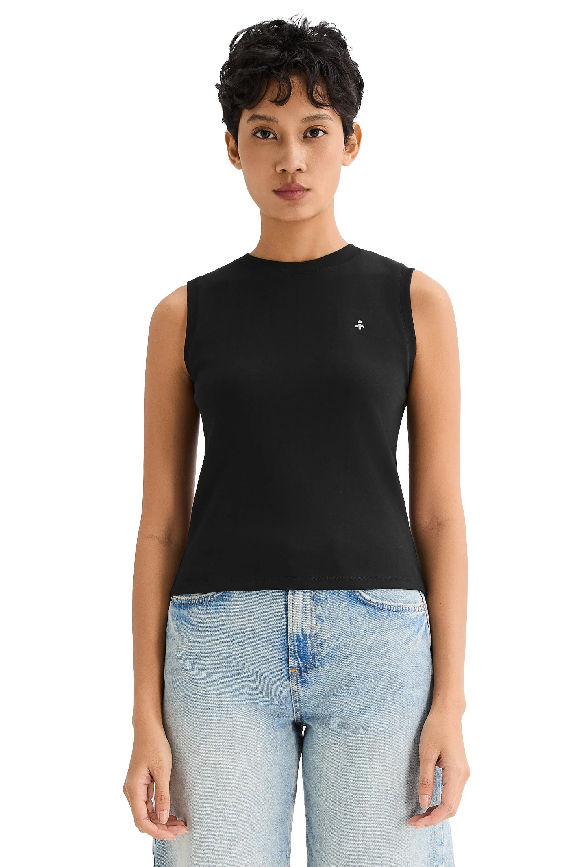 Relaxed Wearable Crew Neck Design High Neck Tank Tops Sleeveless Workout