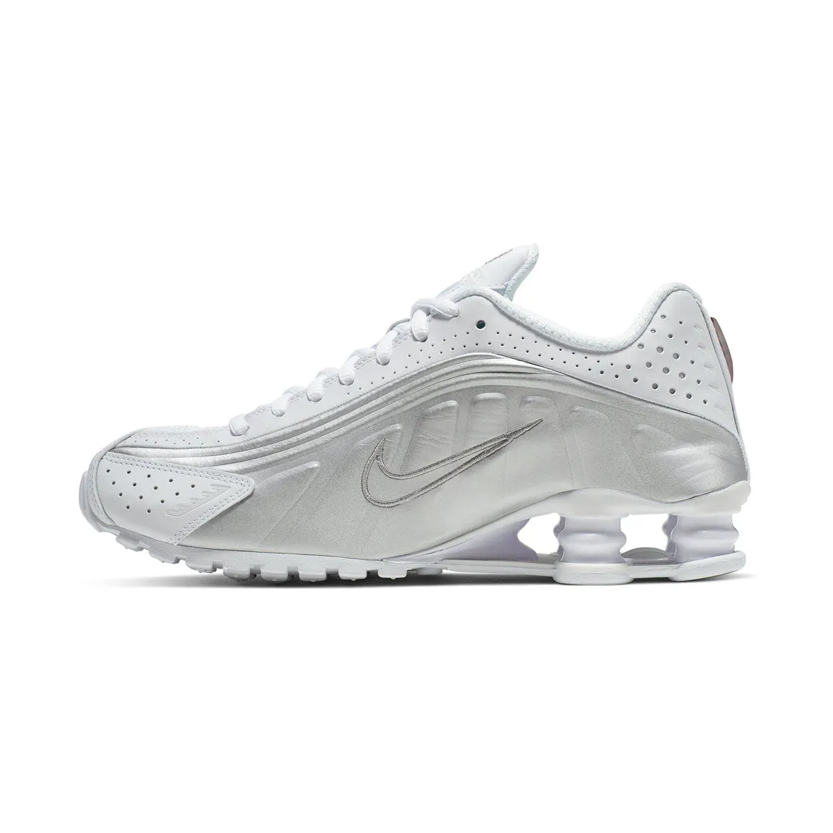 Nike Shox R4 'White Metallic Silver' Women's Shoes Mid - foot striker
