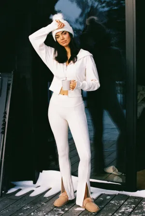 High-Waist Split Front Flare Legging For Adults Home Lounge Smart Stretch