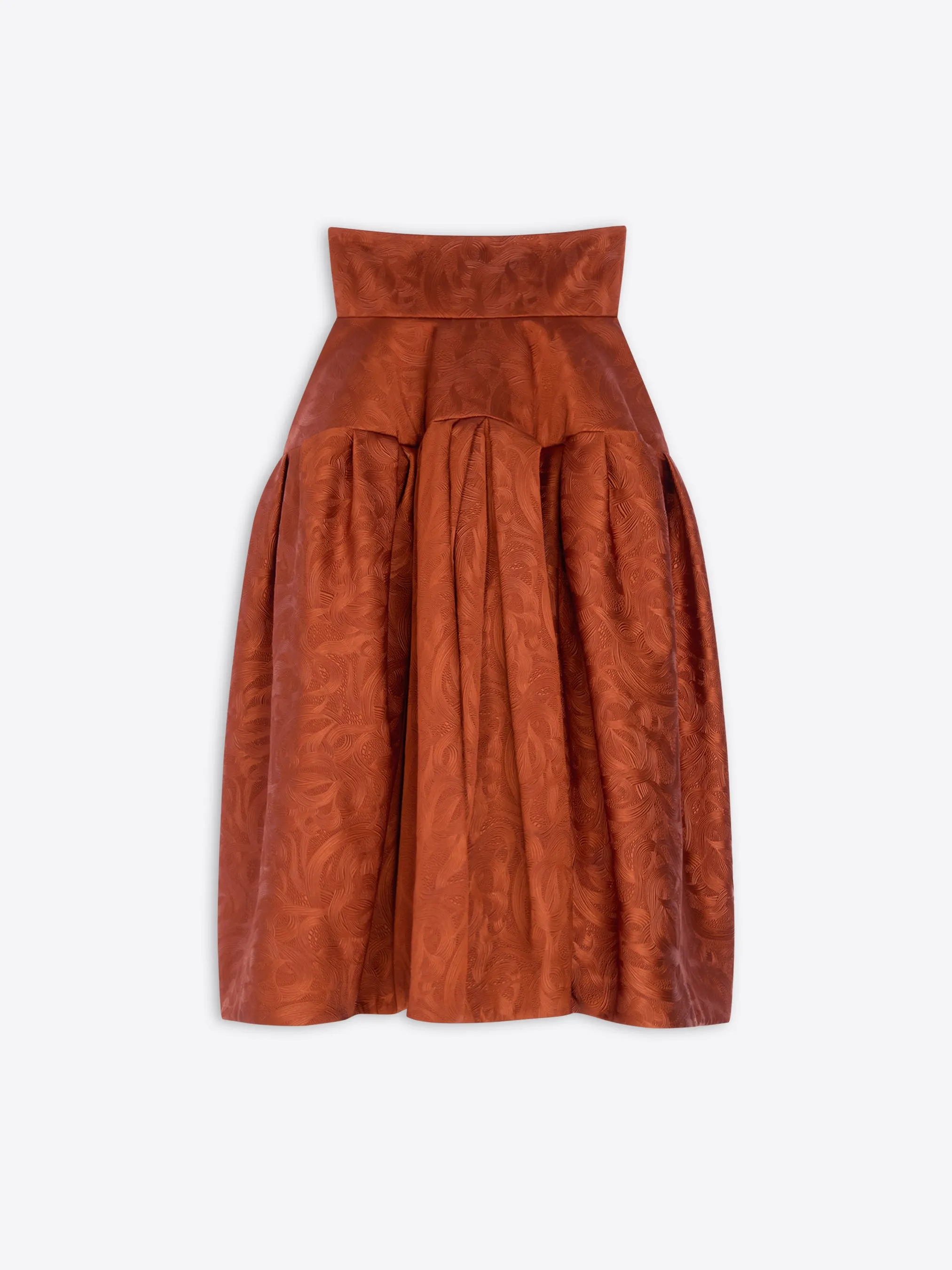 High waisted jacquard skirt Sheer Overlay