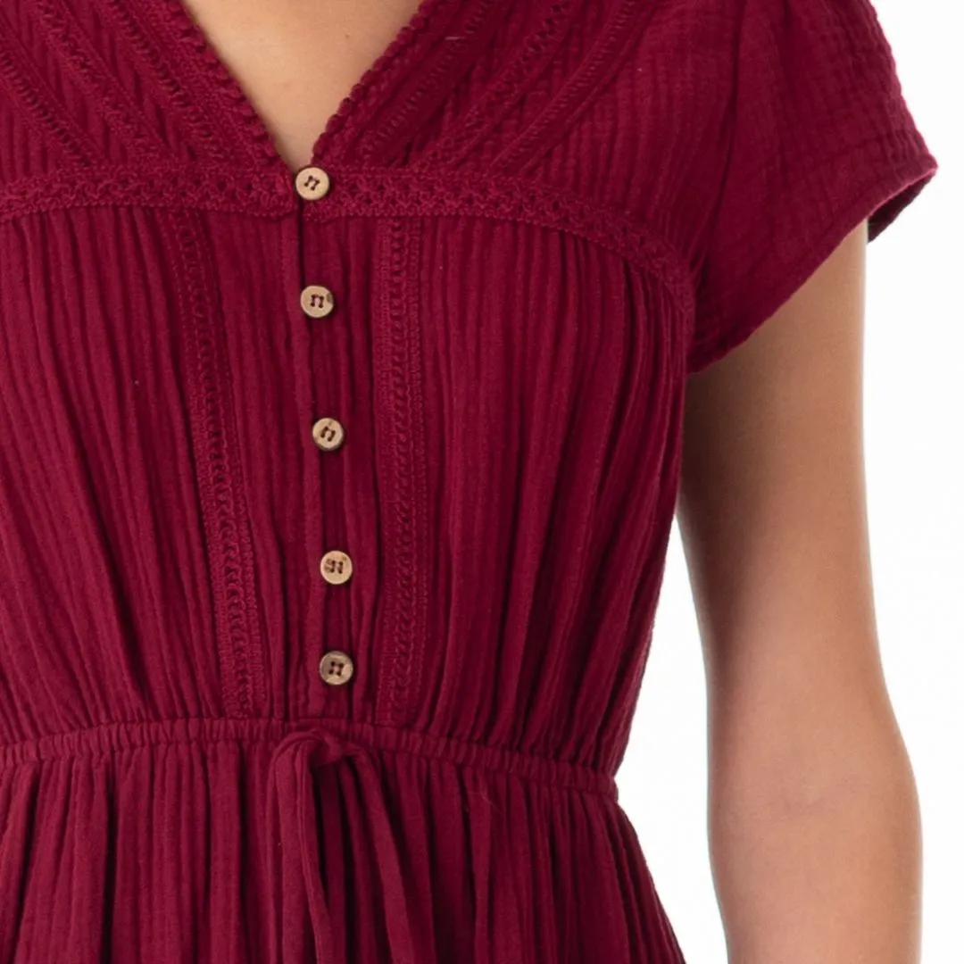 Holland Maxi Dress (Merlot) Subtle Drape