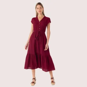 Chilly Weather Comfort Dreamy Touch Holland Maxi Dress (Merlot)