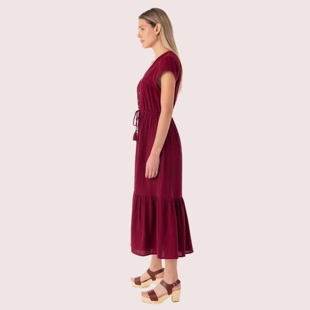 Holland Maxi Dress (Merlot) Layered Style