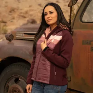 Hooey Women's SoftShell Jacket in Maroon Belted Style RubberizedTrim