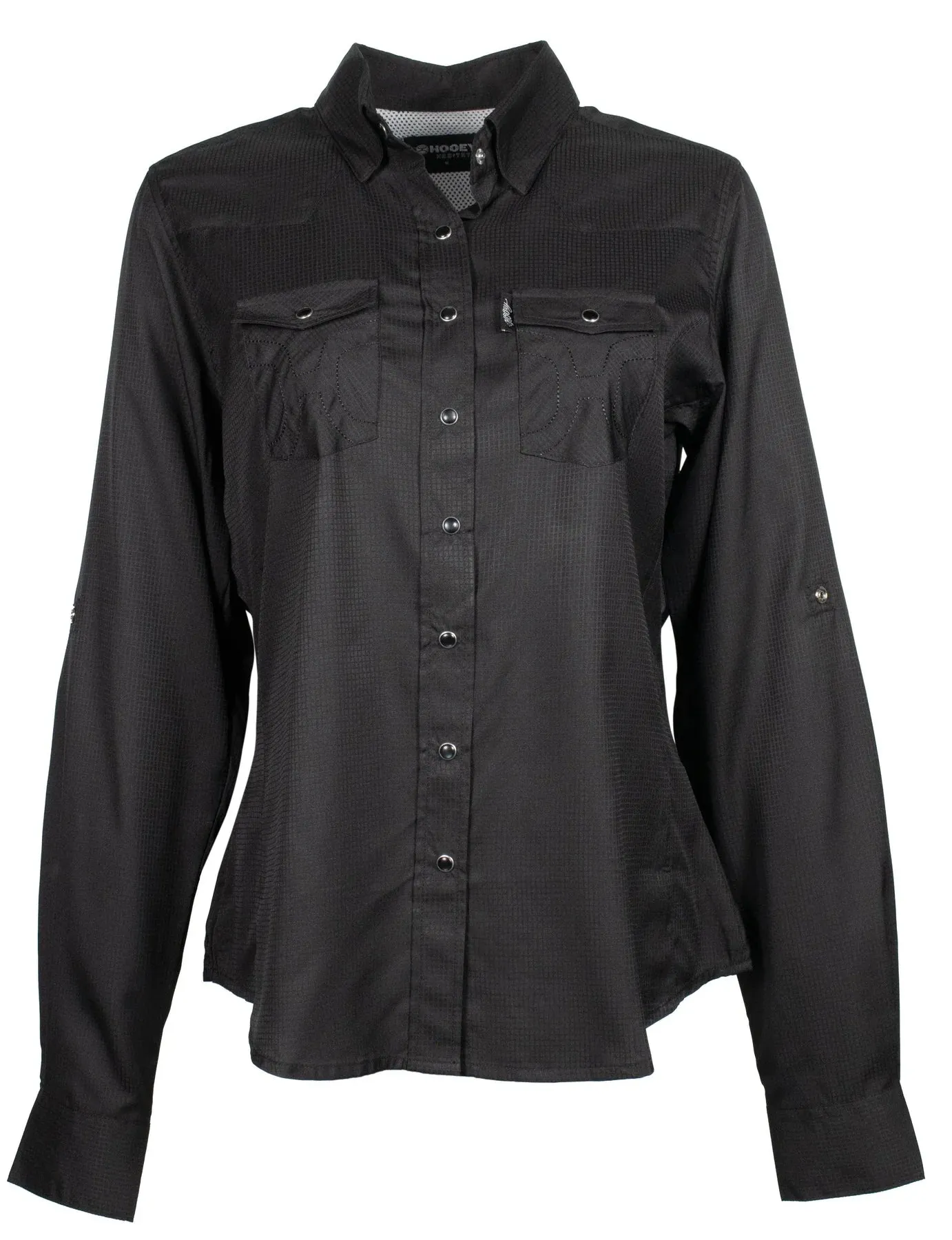 Easy Wear Look Comfort Flex Hooey Women's Sol Black Long Sleeve Snap Shirt