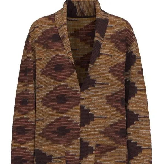 Hooey Women's Southwestern Sweater Knit Duster in Maroon & Brown Classic Layer FadeResistant Yarn