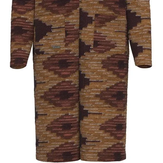 Hooey Women's Southwestern Sweater Knit Duster in Maroon & Brown Daily Favorite Recycled Polyester Yarn