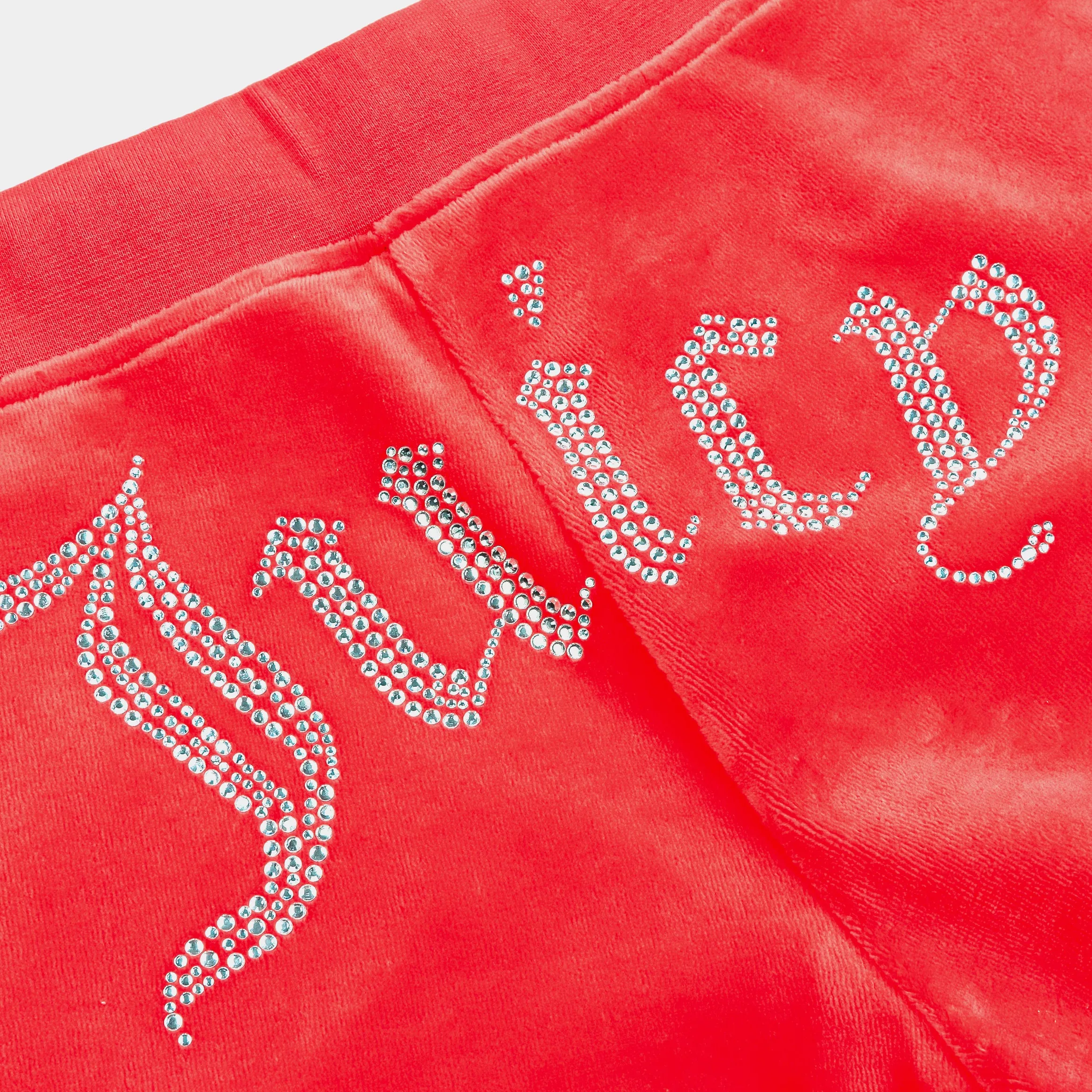 anti - static Hotfix Velour Womens Shorts (Red)