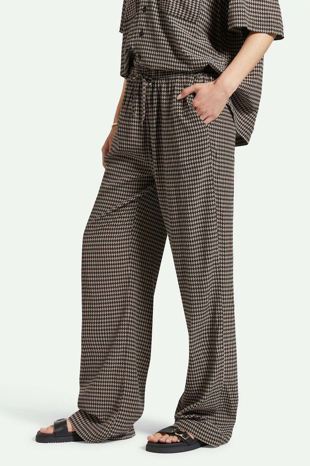 Hudson Lounge Pant - Washed Black/Cinder Grey Diamond Check Compression Fit
