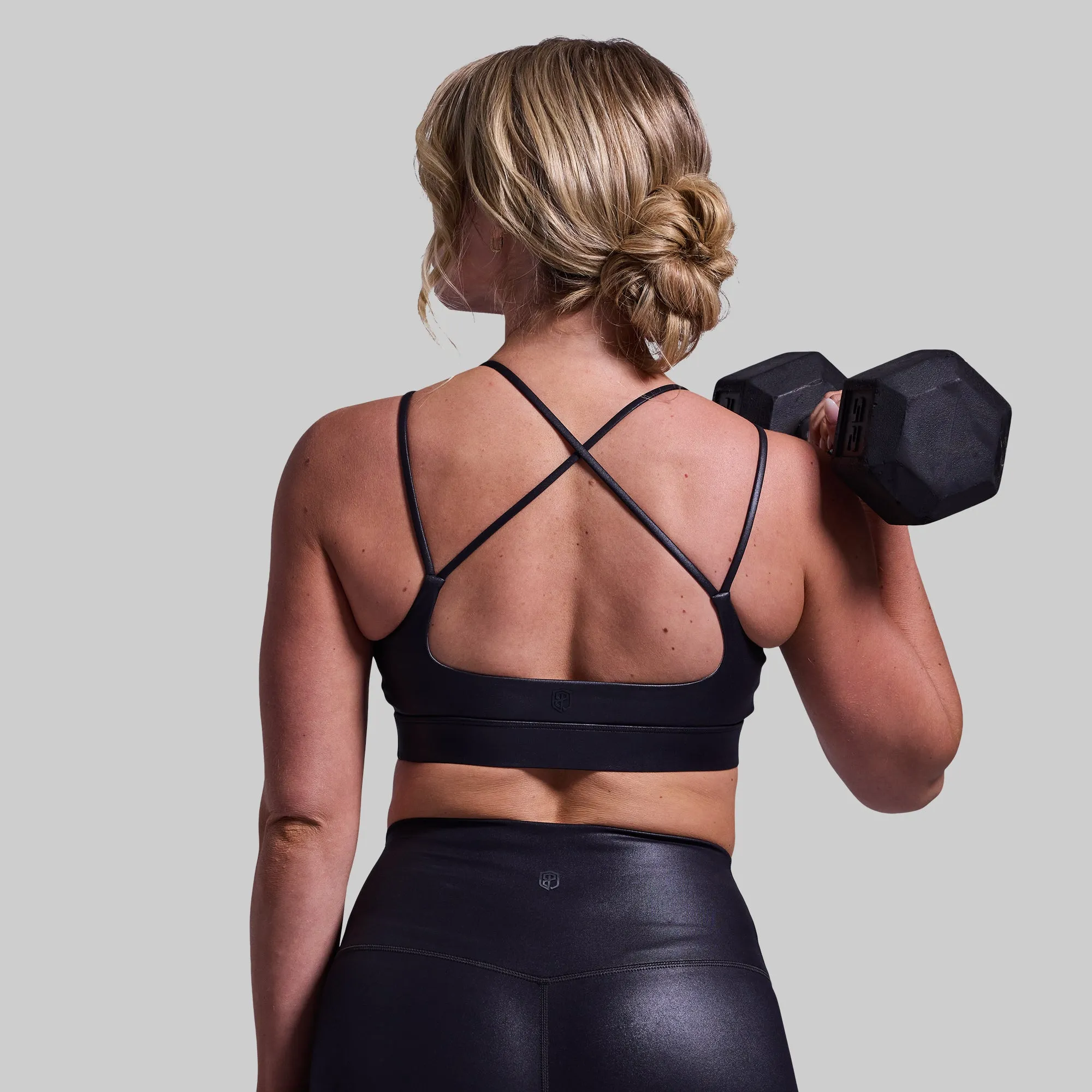 Dynamic Compression Fit Wireless Support System Exhale Sports Bra (Black Melt)