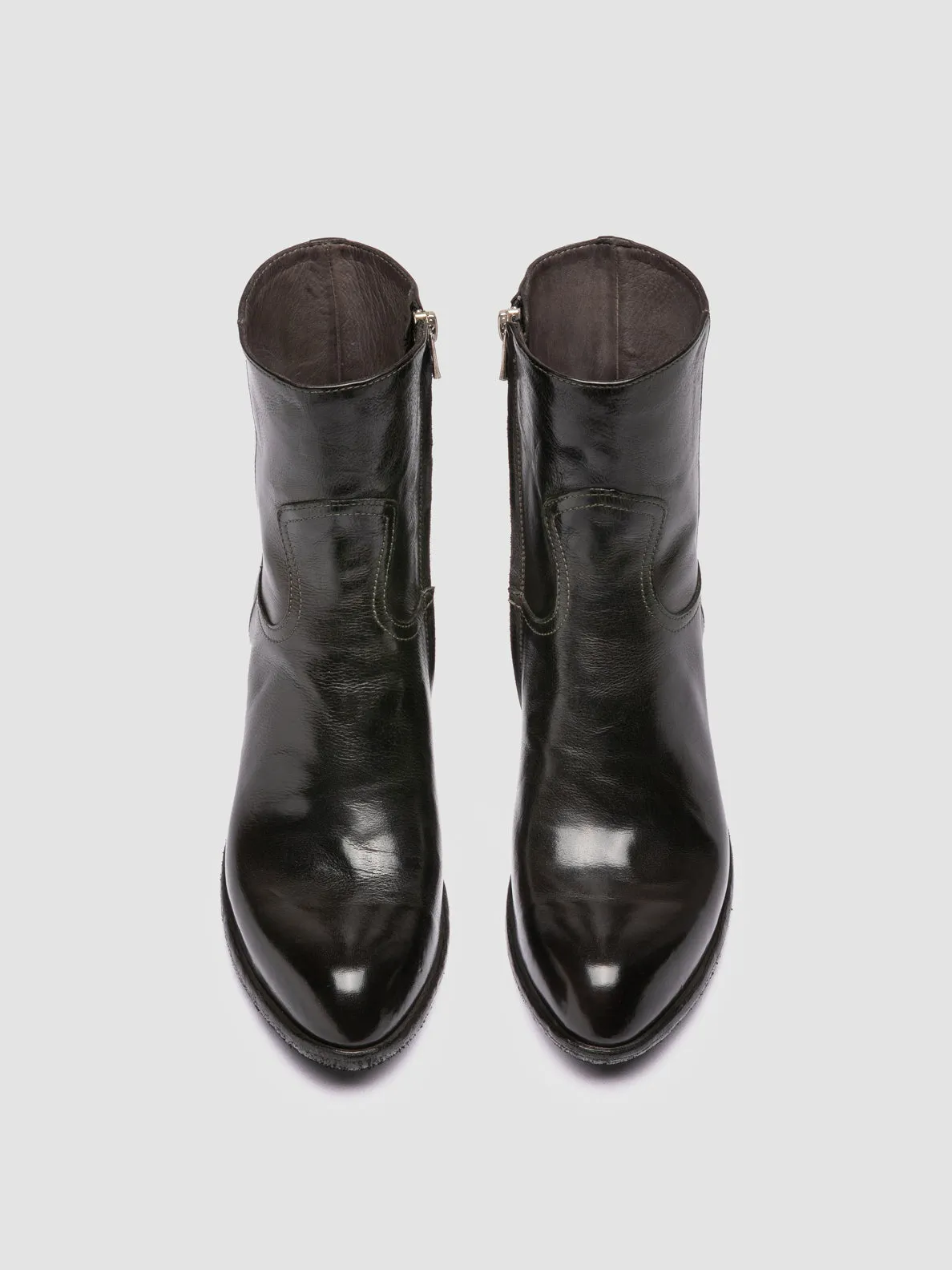 Non Compression Fit Long Walk WADE 003 - Grey Leather Zipped Boots