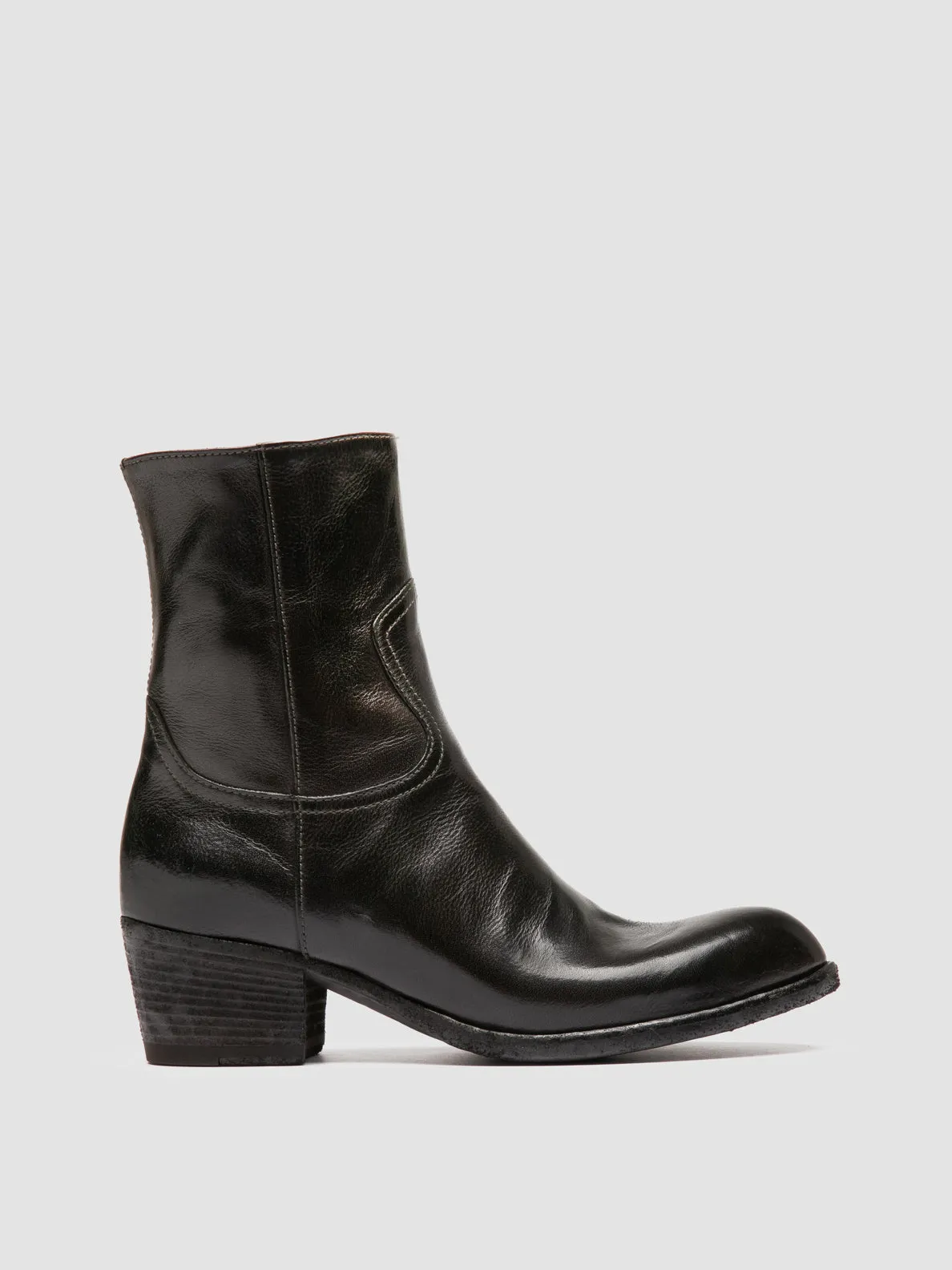 WADE 003 - Grey Leather Zipped Boots Comfortable interior Air Move