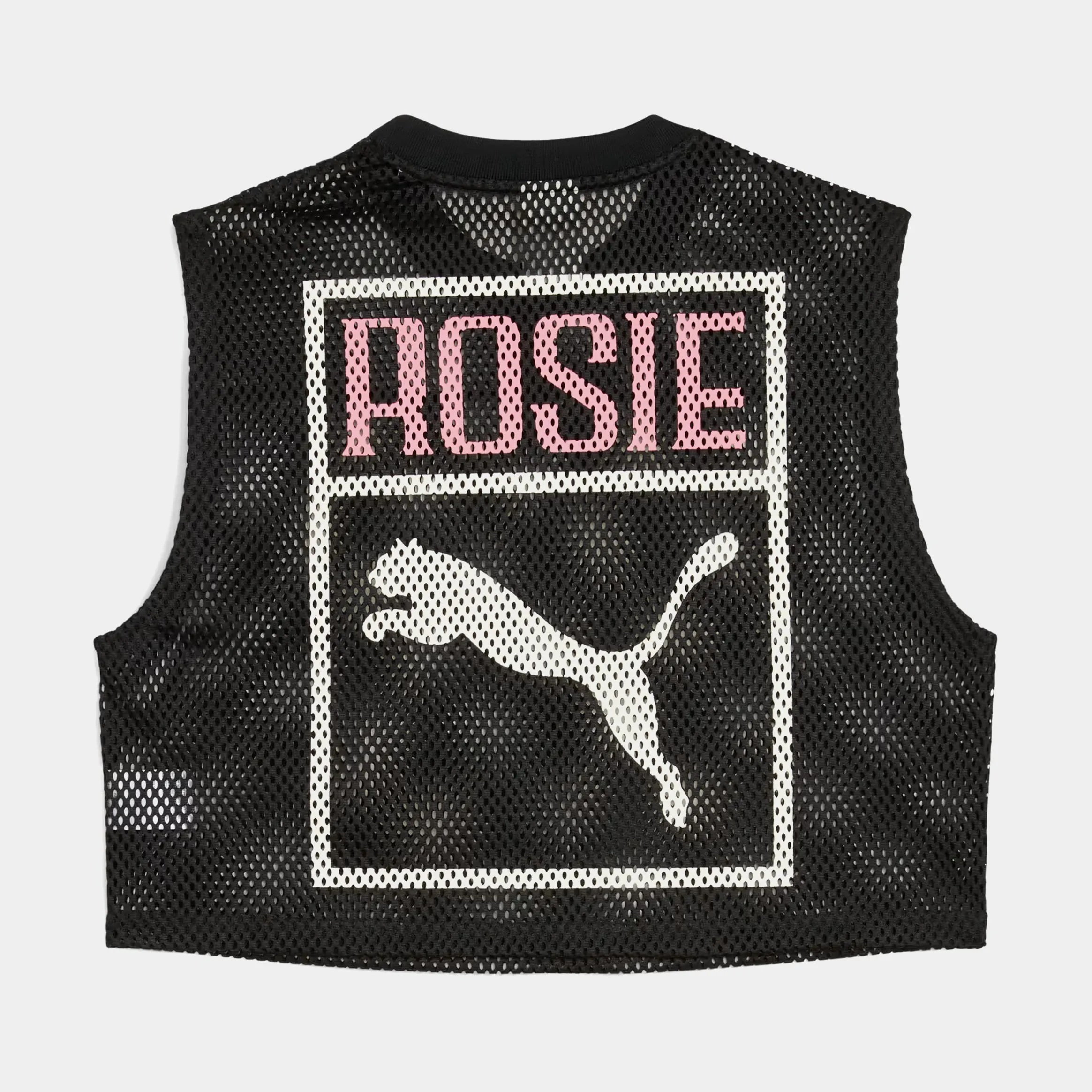 Ros?? x Puma Relaxed Mesh Womens Tank (Puma Black) DoubleStitched Seams