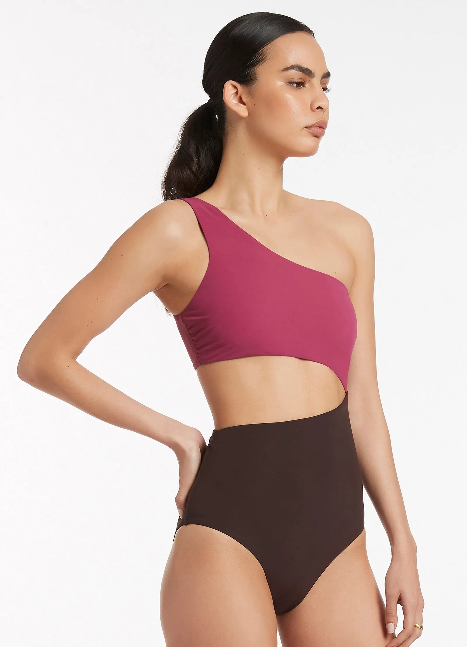 Versa One Shoulder One Piece - Orchid Sustainable Dye Process