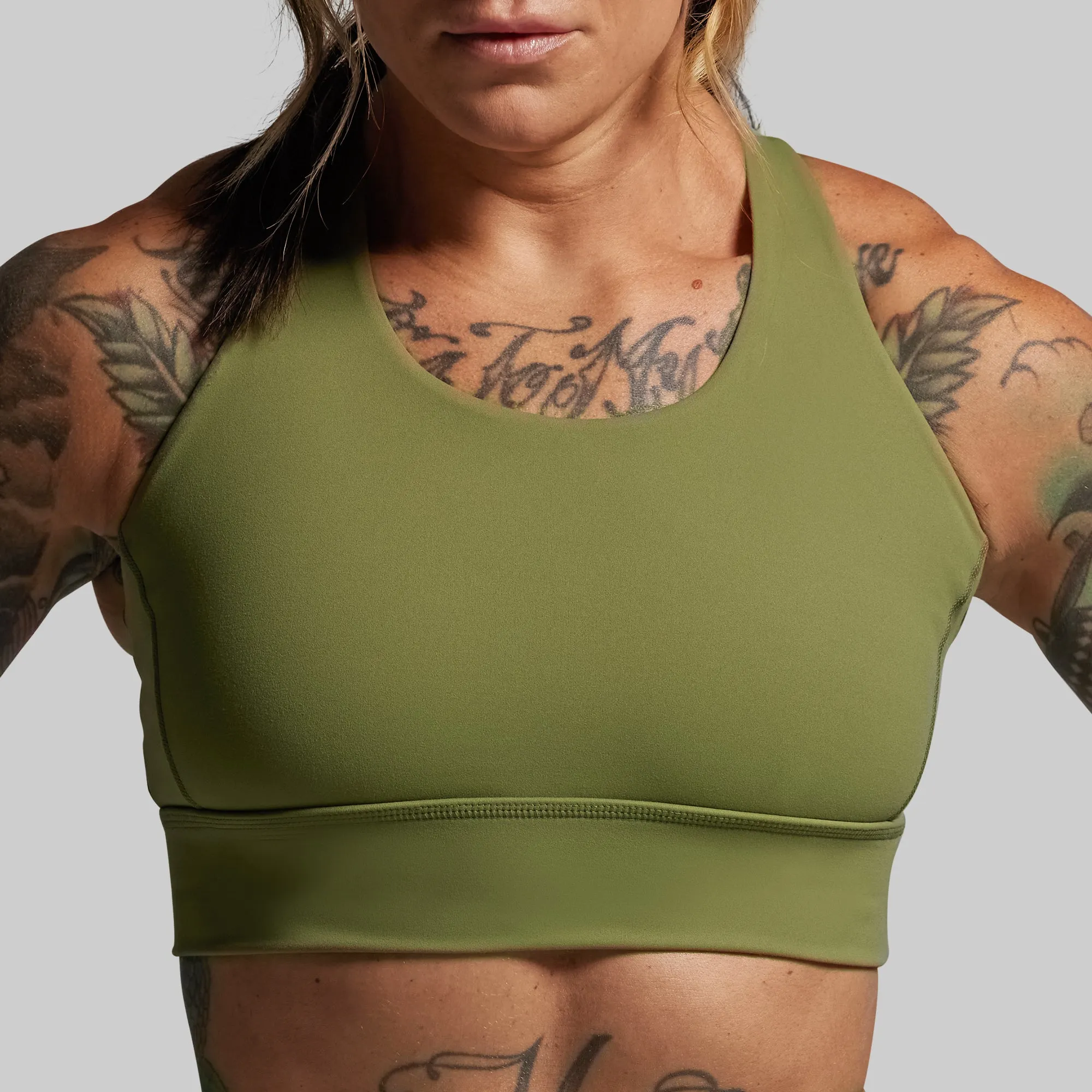 Ignite Sports Bra (Army Green) Non-Irritating Band Body Adaptive Fabric