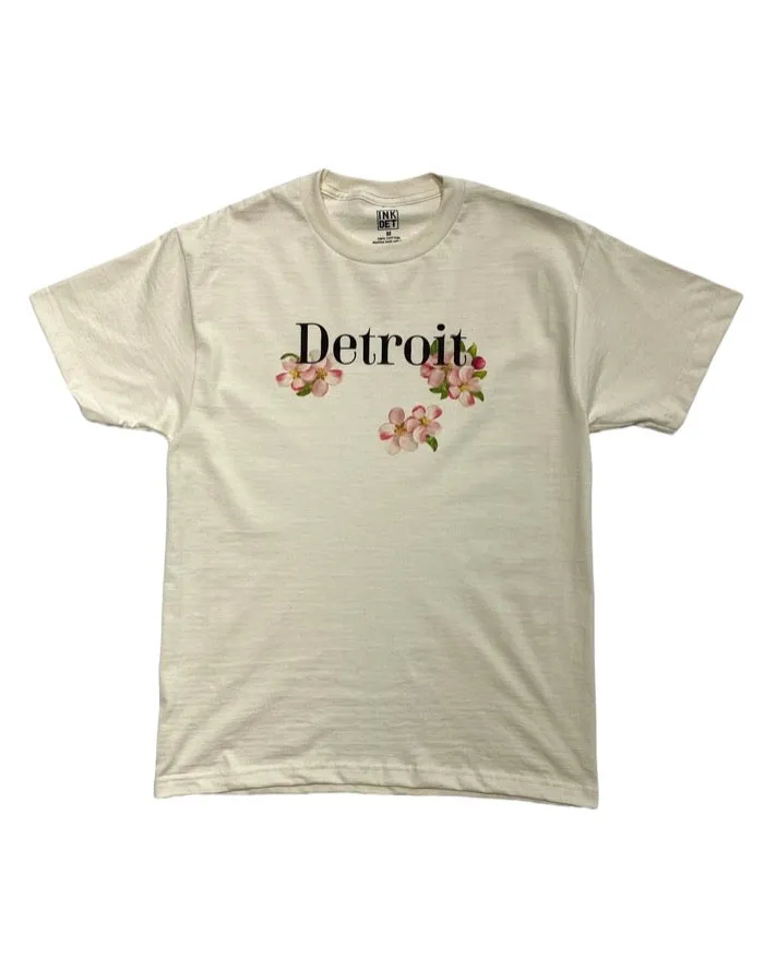 Laser Cut Edges Universal Silhouette Ink Detroit Apple Blossom T-Shirt - Ivory