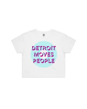 Ink Detroit - Detroit Moves People Crop T-Shirt - White Biodegradable Textile Soft and Cozy