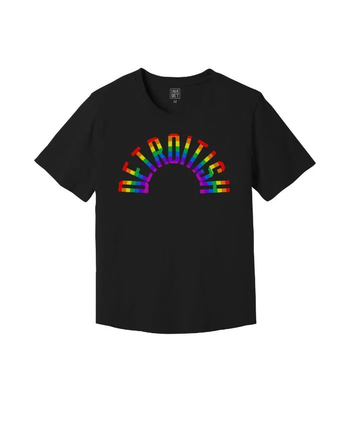 ZeroWaste Production polo neck Ink Detroit Detroitish Rainbow Kinda Cropped T-Shirt - Black