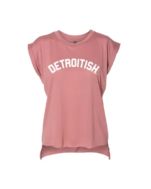 Chilly Day Style LayeredHemDetails Ink Detroit Detroitish Women's Flowy Muscle T-Shirt Rolled Cuff - Available in 5 Colors