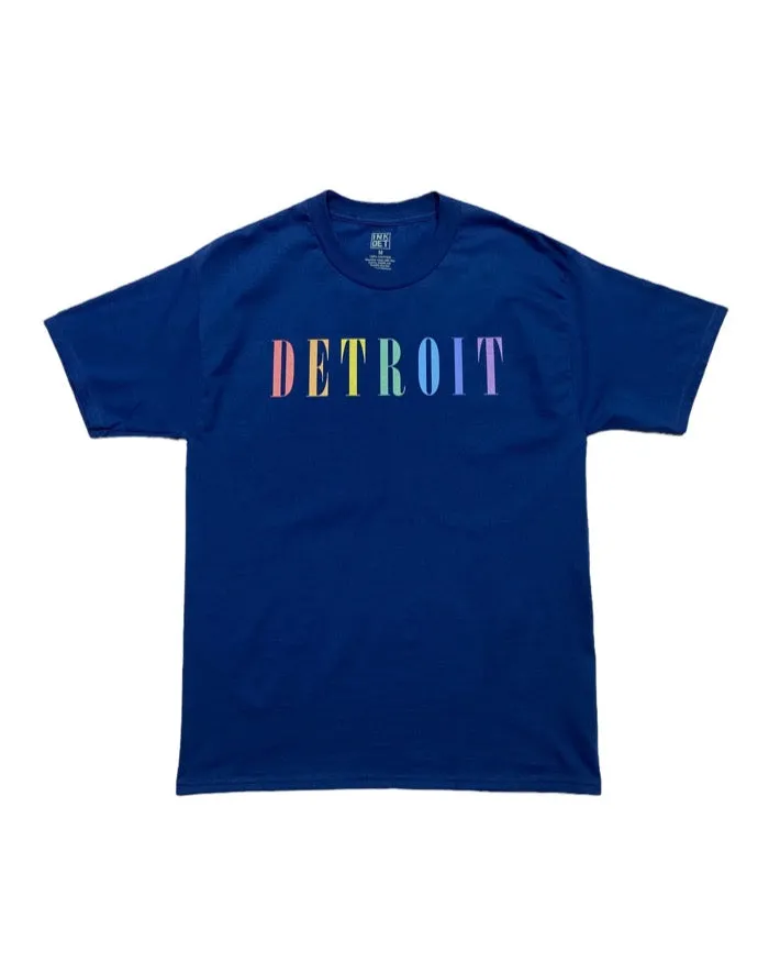 Modern Design Ink Detroit - Pastel Rainbow - T-Shirt - Regal Blue