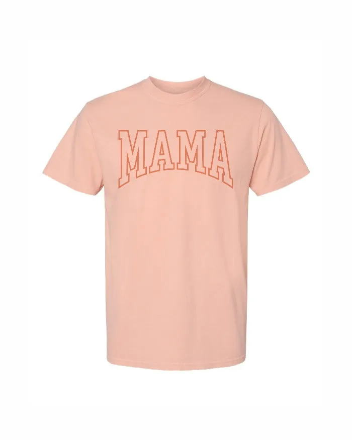 Comfort and Ease Ink Detroit - Varsity MAMA T-Shirt - Peachy