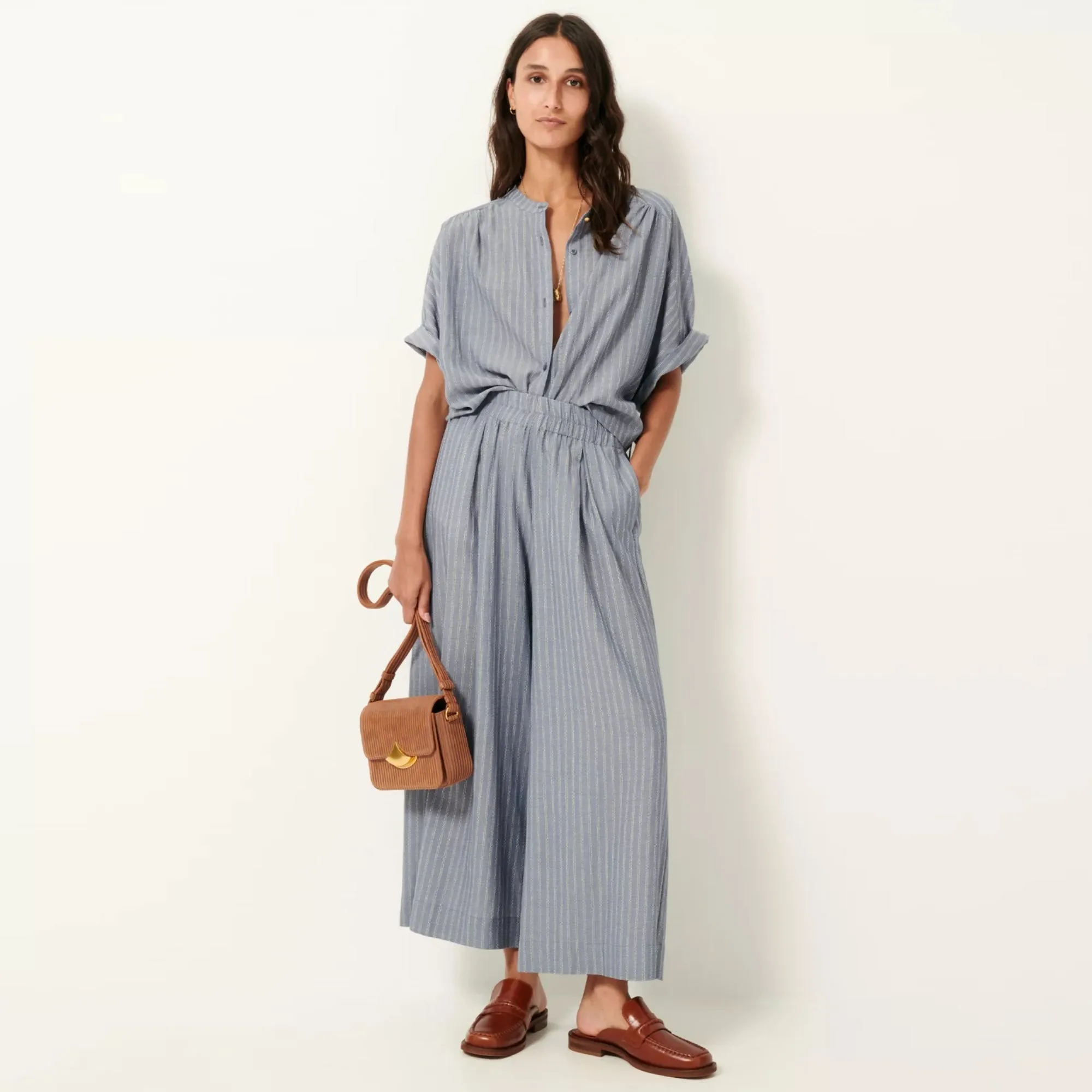 Isla Minima Wide Elastic Pant (Chambray Blue) Stretch Flex