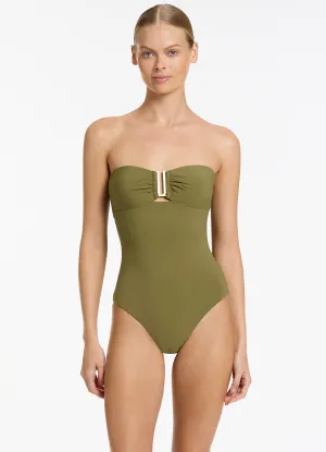 Jetset Bandeau One Piece - Moss Non Restrictive Cut