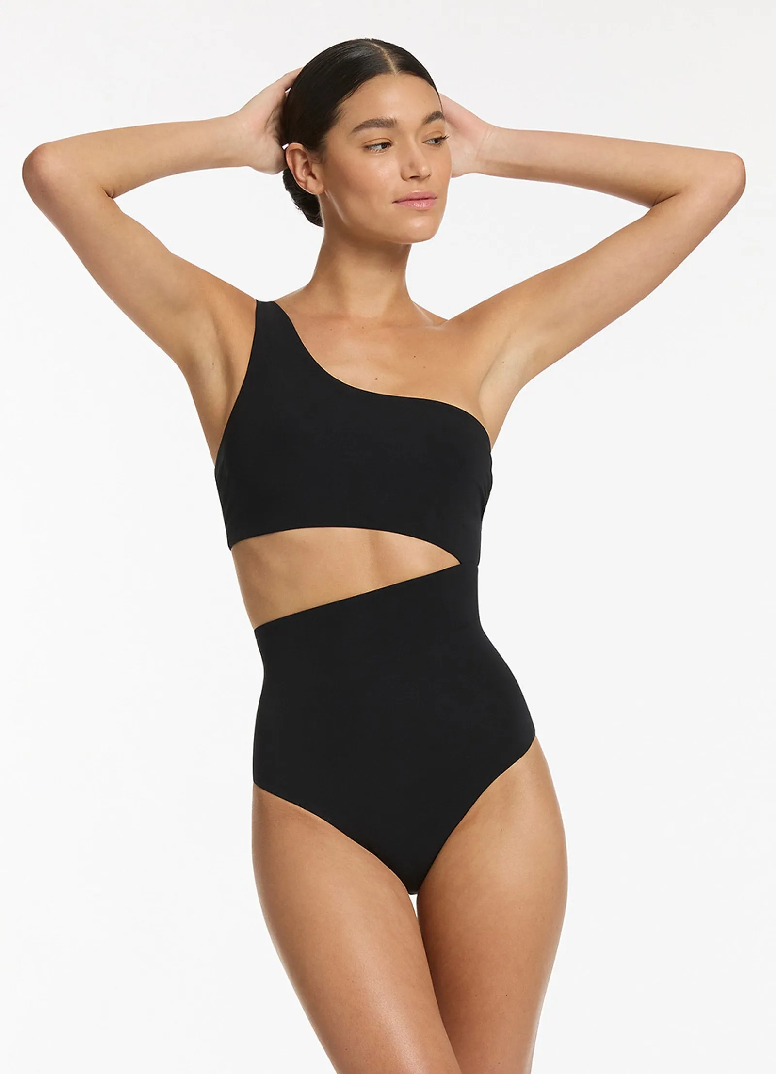 Seaside Adventure Jetset One Shoulder One Piece - Black