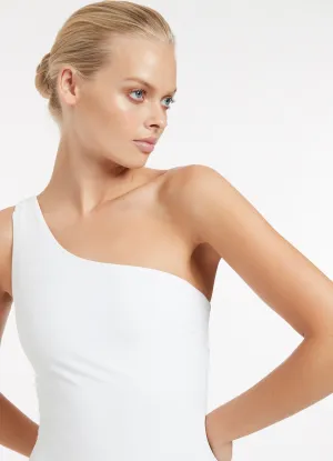 Cross Back Support Sand Proof Closure Jetset One Shoulder One Piece - White