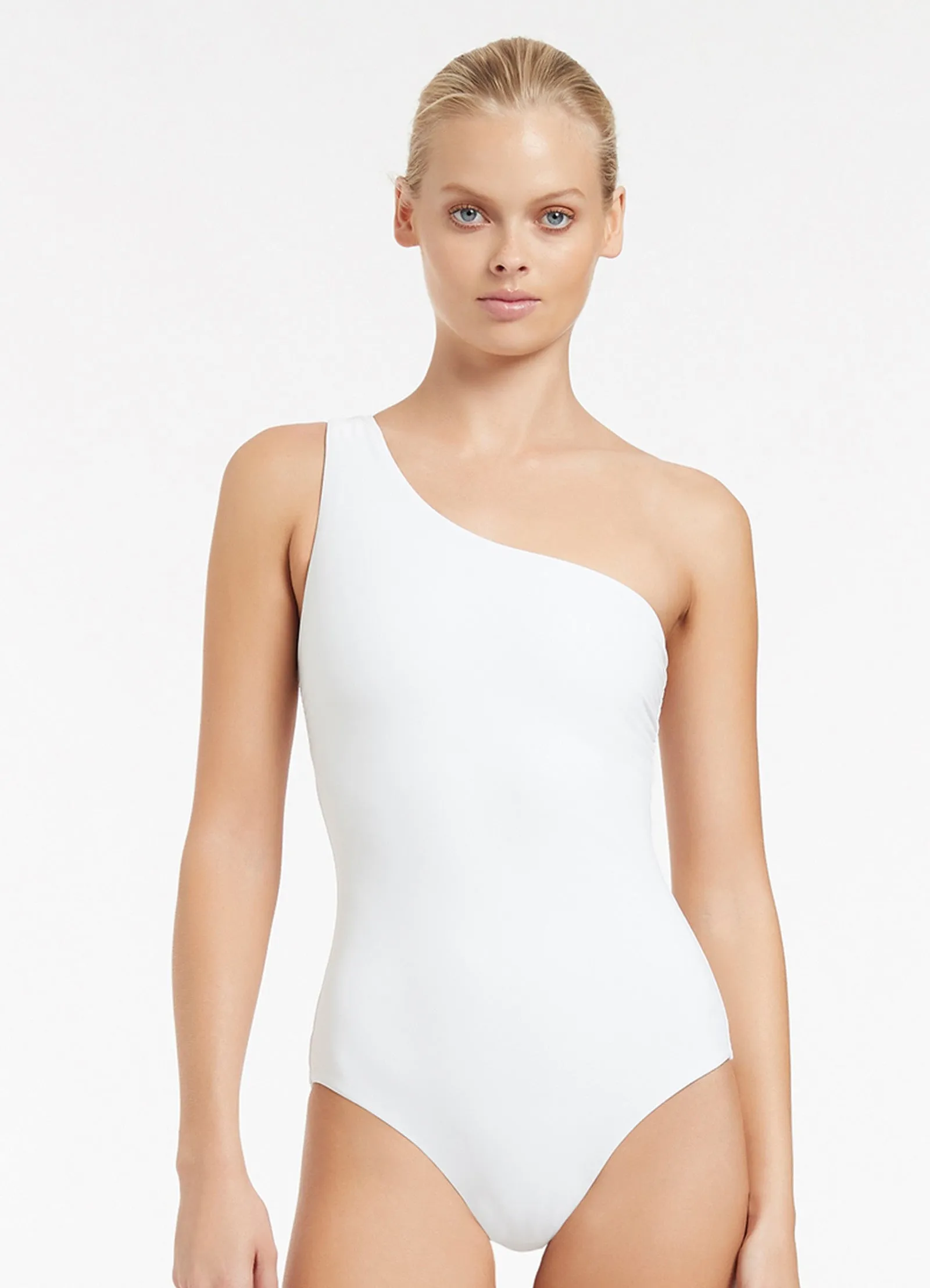 Jetset One Shoulder One Piece - White Smooth Edge Finish