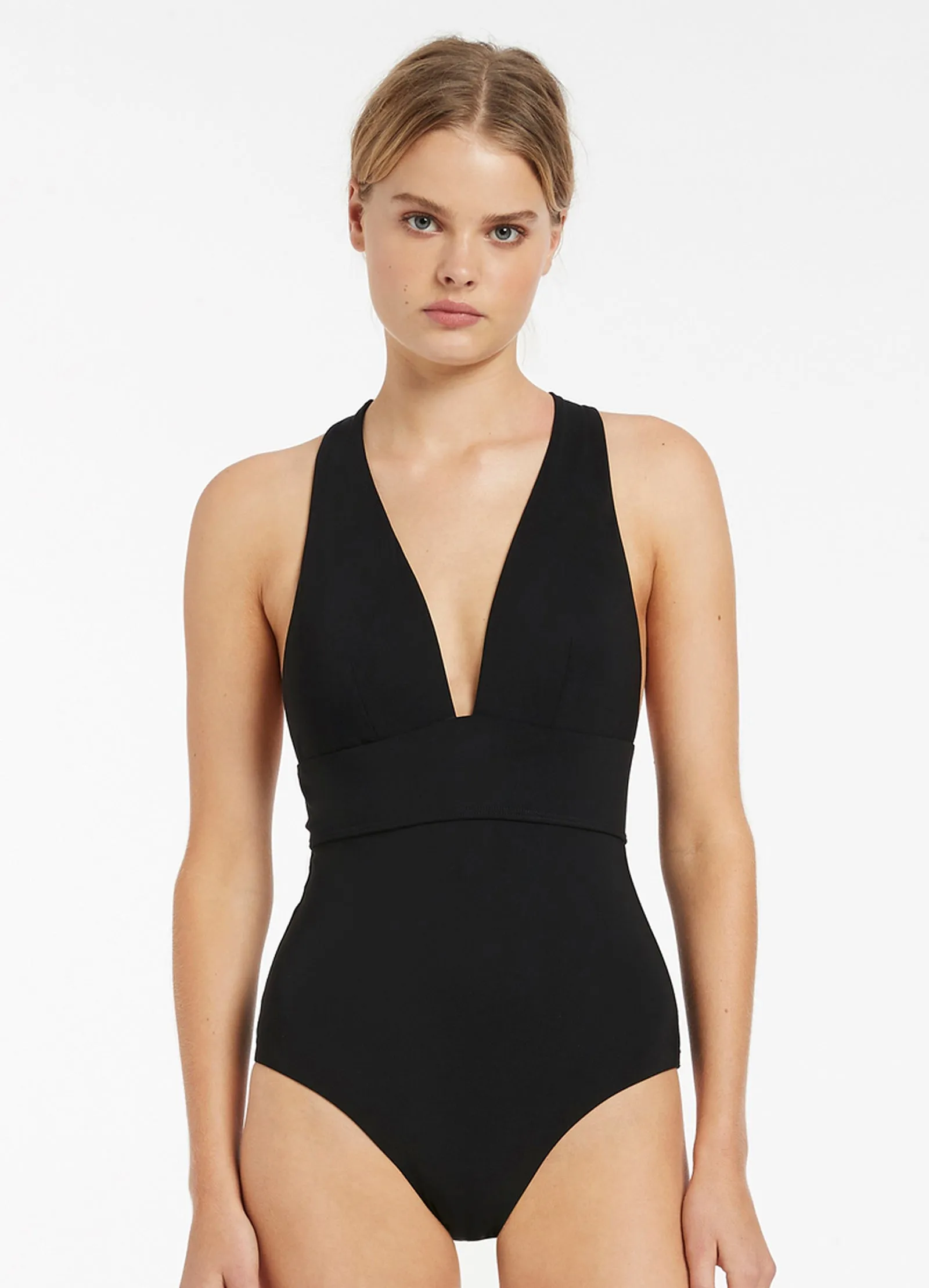 Jetset Plunge Tie Back One Piece - Black Anti Pilling Surface Treatment