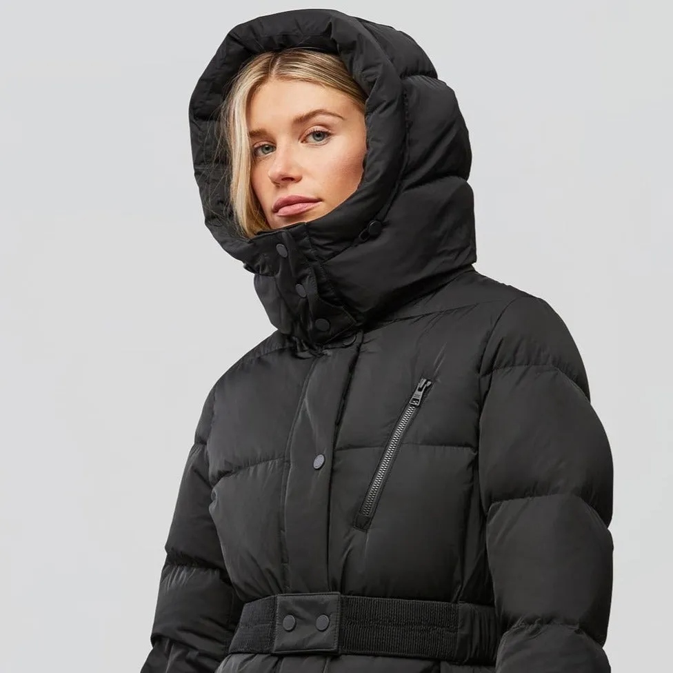 Jill Hooded Down Coat (Black) Effortless Travel Wear