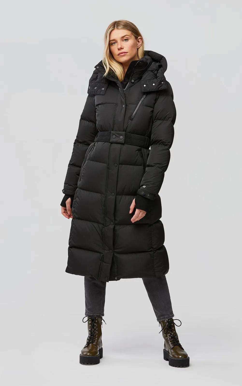 Jill Hooded Down Coat (Black) Reinforced Shoulders Flexible Layer Fit