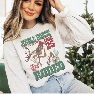 Layered Comfort Chilly Day Wear Jingle Horse Christmas Crewneck