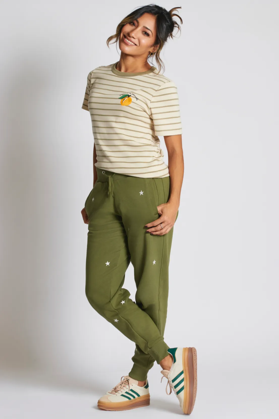 TailoredSilhouette KH X O&F Star Embroidered Joggers - Khaki