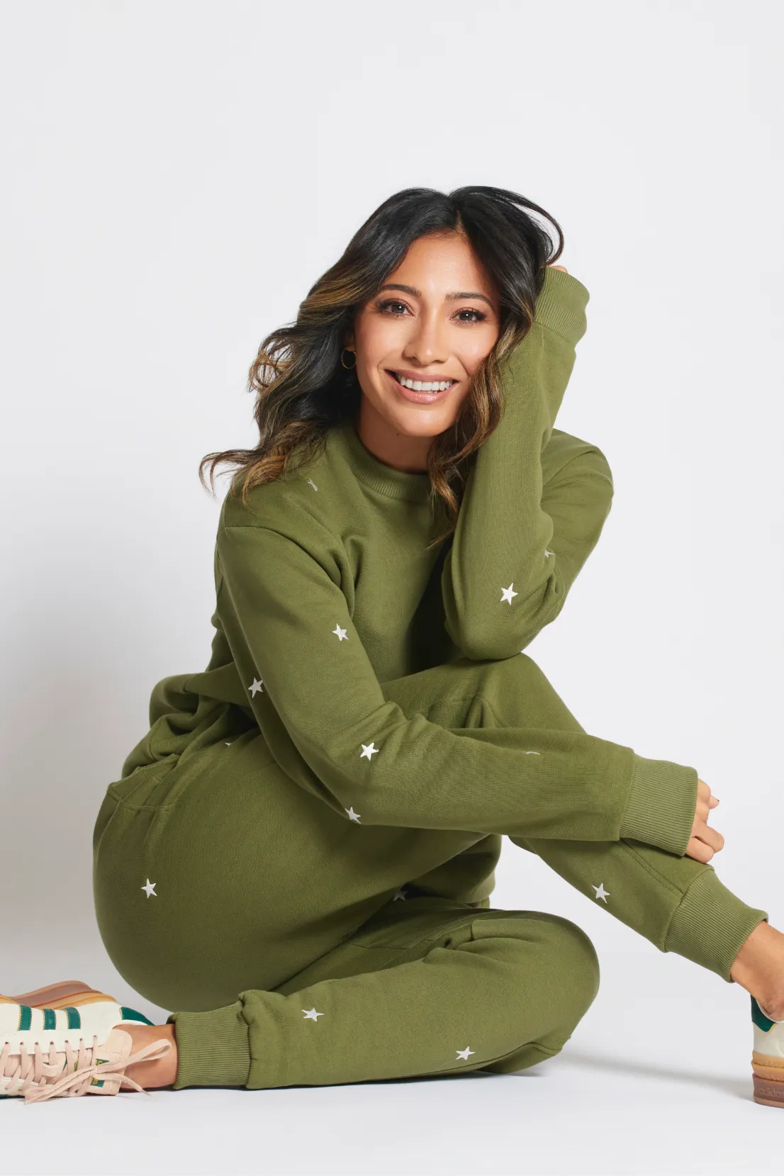 KH X O&F Star Embroidered Joggers - Khaki Formal Look