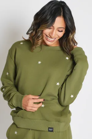 Soft Fabric KH X O&F Star Embroidered Sweatshirt - Khaki