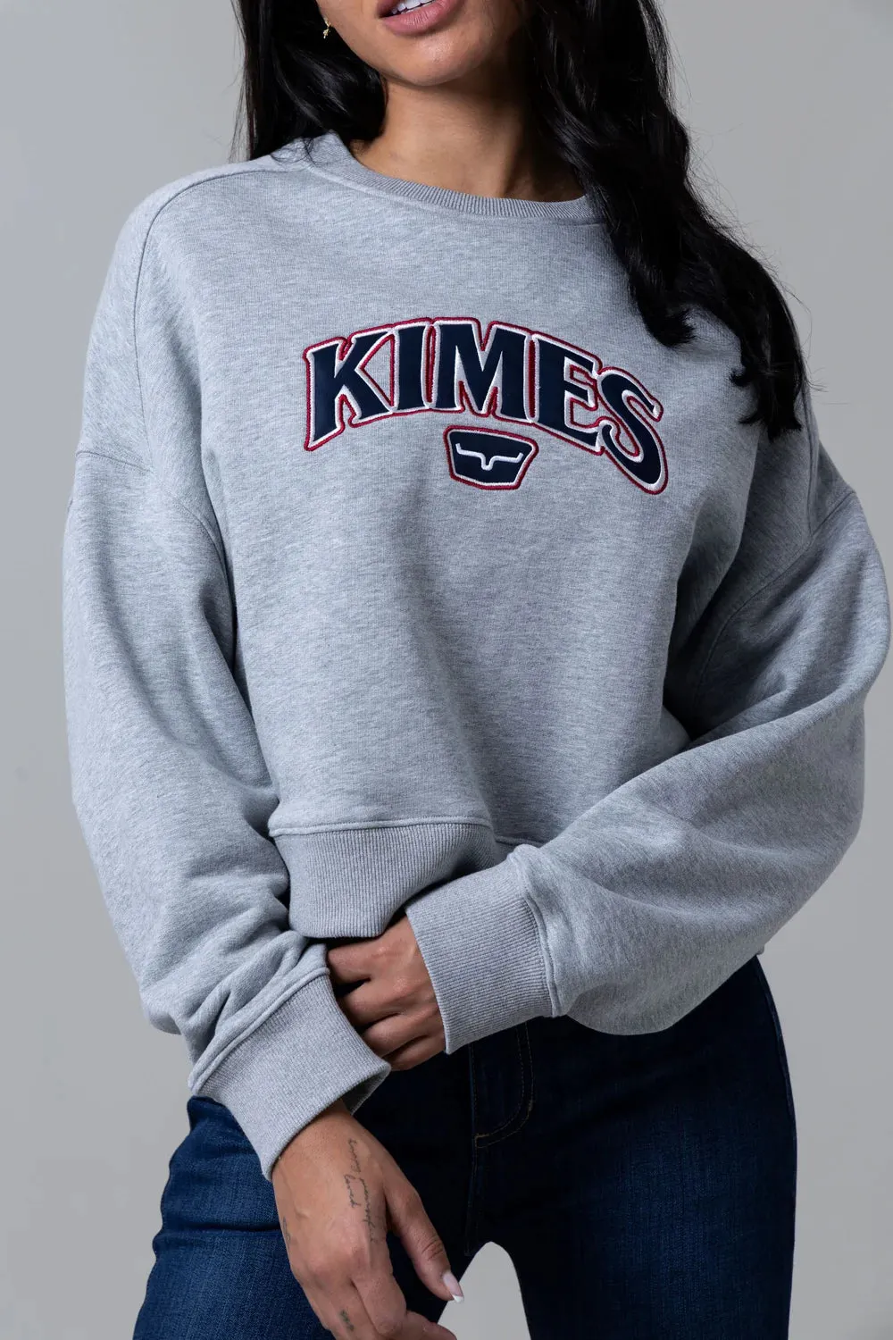 Fashion Layering Everyday Comfort Kimes Ranch Women's Colfax Crew Sweatshirt in Grey Heather