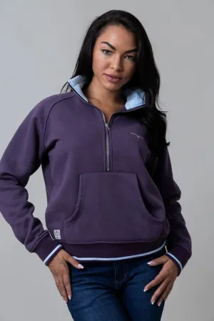 Kimes Ranch Women's Malta Cropped Quarter Zip Pullover in Plum Warm Layers