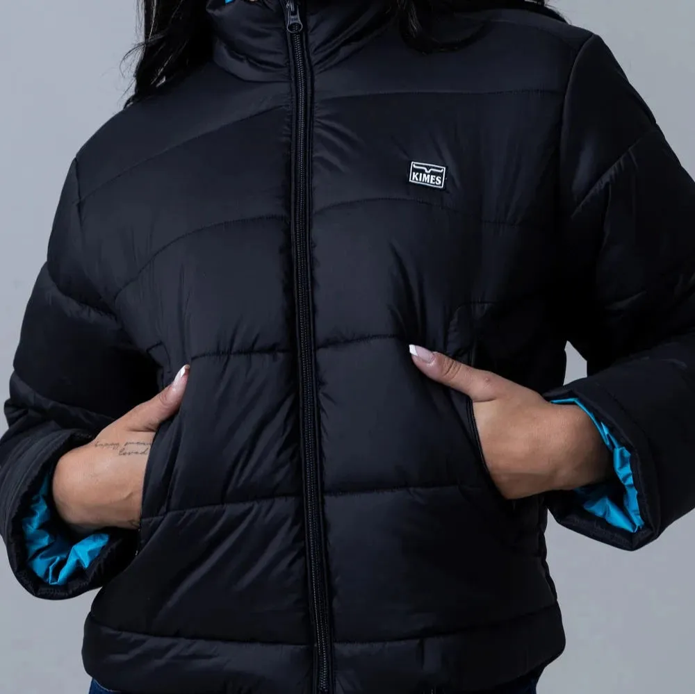 Kimes Ranch Women's Valencia Puffy Jacket in Black Packable design Reversible Style