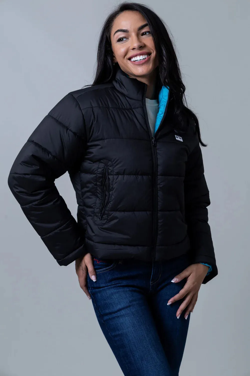 Reflective Zippers Thermal Insulated Kimes Ranch Women's Valencia Puffy Jacket in Black