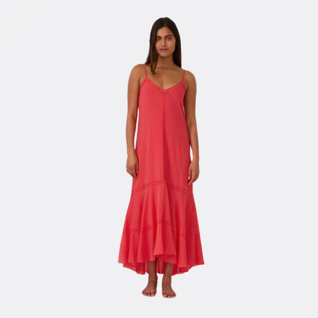 SmoothEdgeFinish Smart Glide Sleeveless High-Low Lace Maxi Dress (Hibiscus)