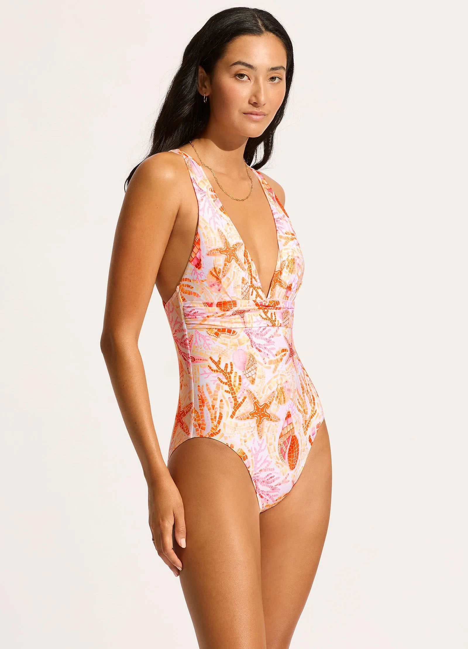 Poolside Apparel Summer Fun La Mer Cross Back One Piece - White