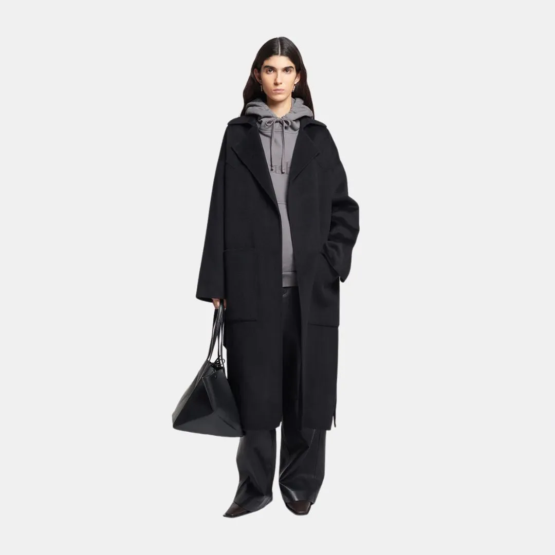 Alamo Double Wool Oversized Robe Coat (Black) TearResistantFabric