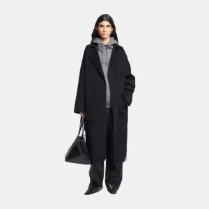 Alamo Double Wool Oversized Robe Coat (Black) TearResistantFabric