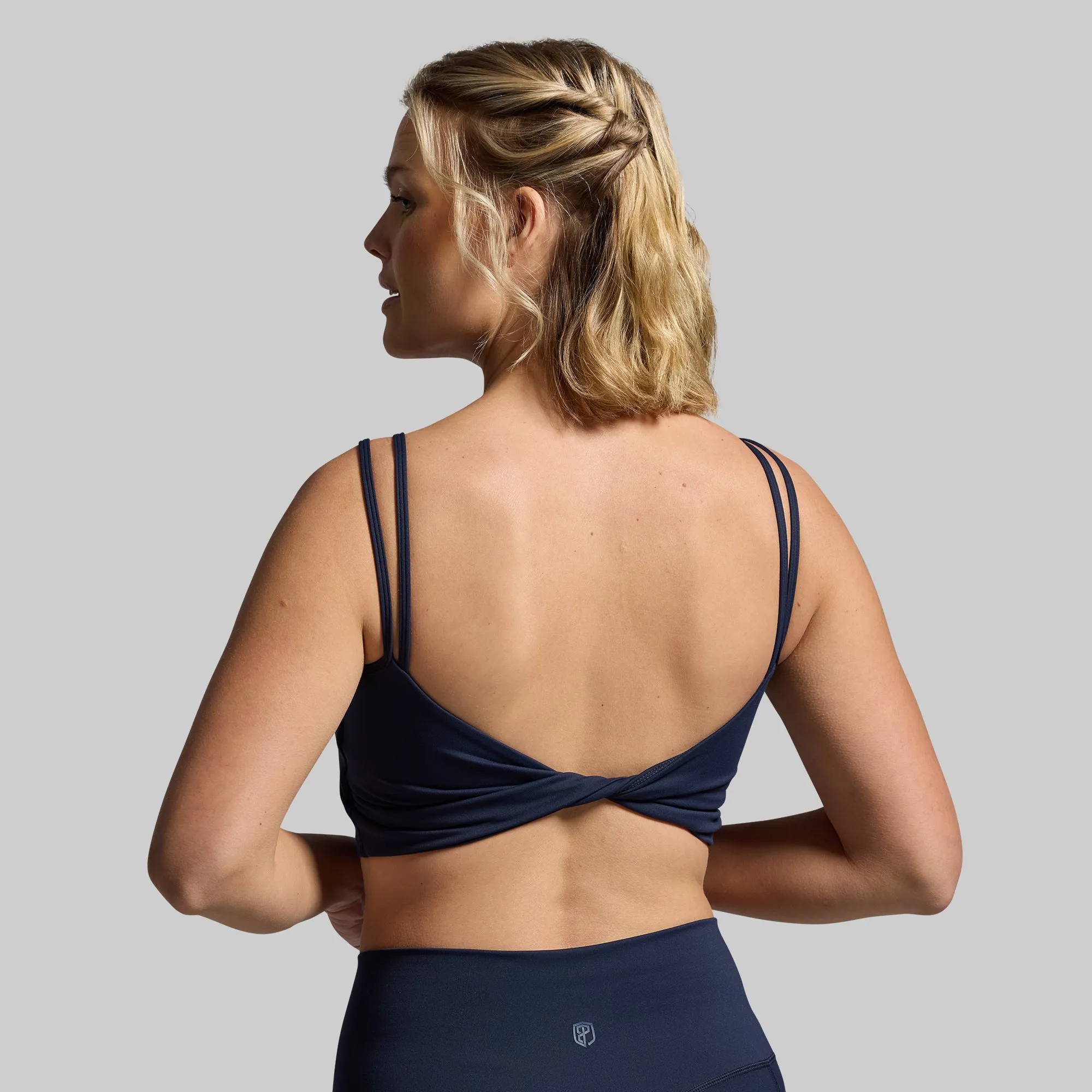 Ribbed Cuffs Comfortable Strap Don't Get It Twisted Sports Bra (BP Navy)