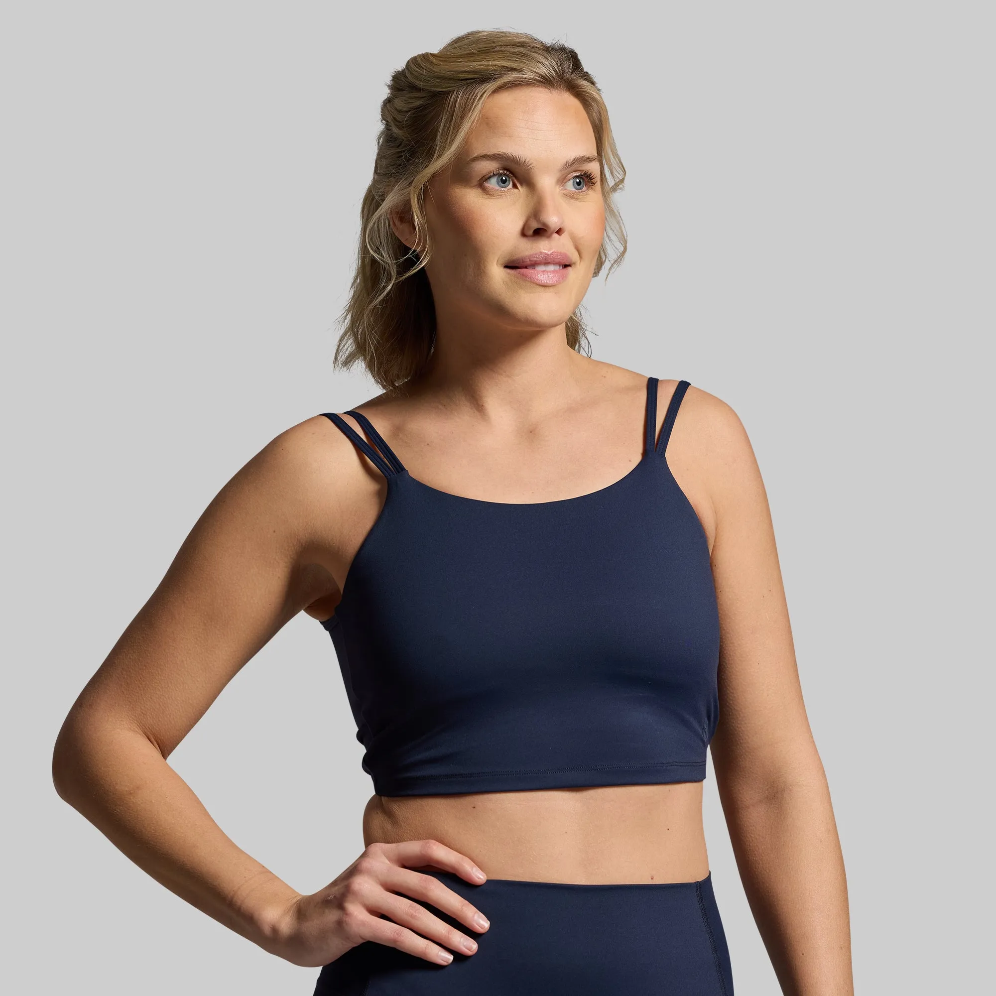 Don't Get It Twisted Sports Bra (BP Navy) Open-back professional athletes