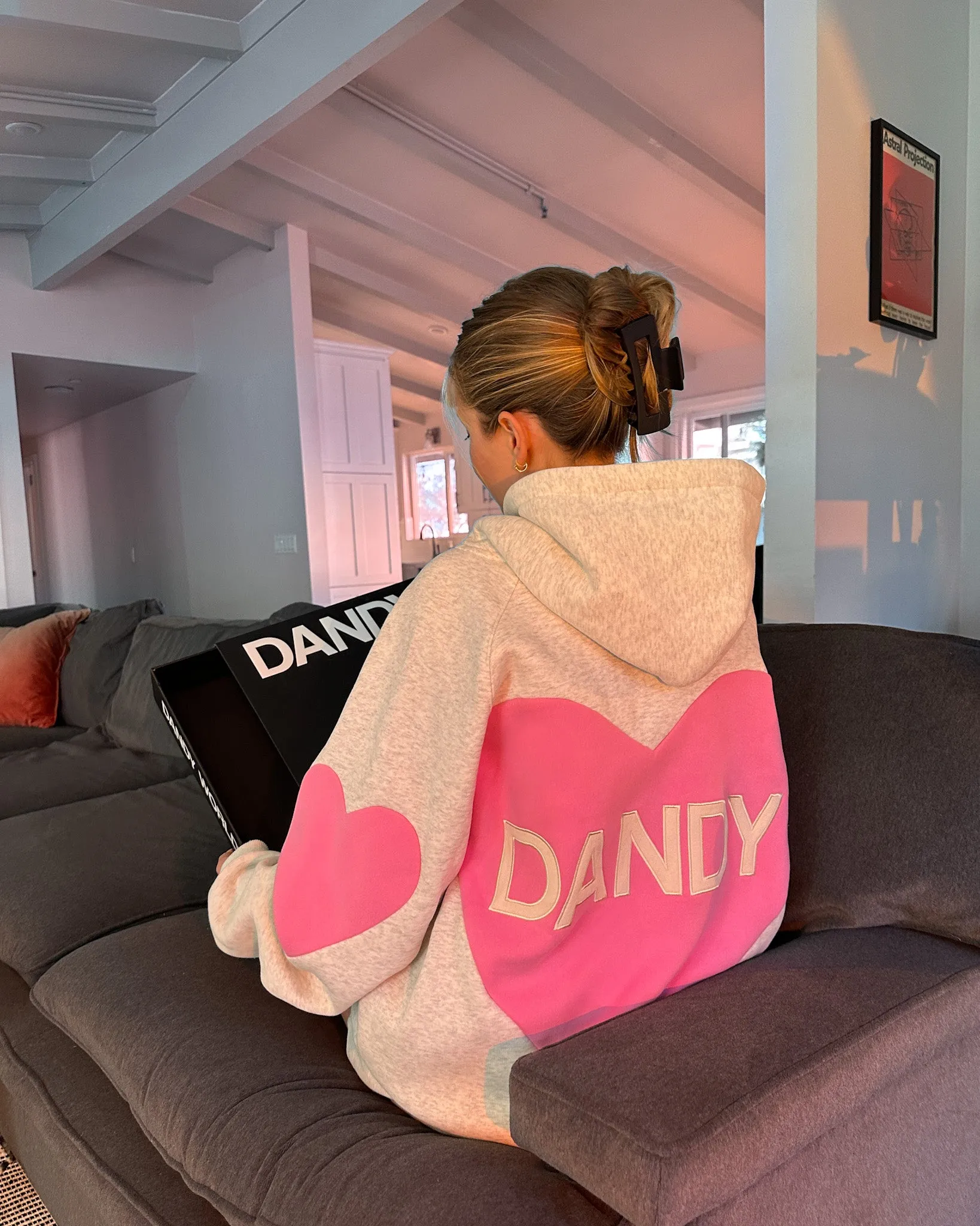 Street Casual Breathable Layer "Big Heart" Oversized Lux Hoodie in Heather Gray