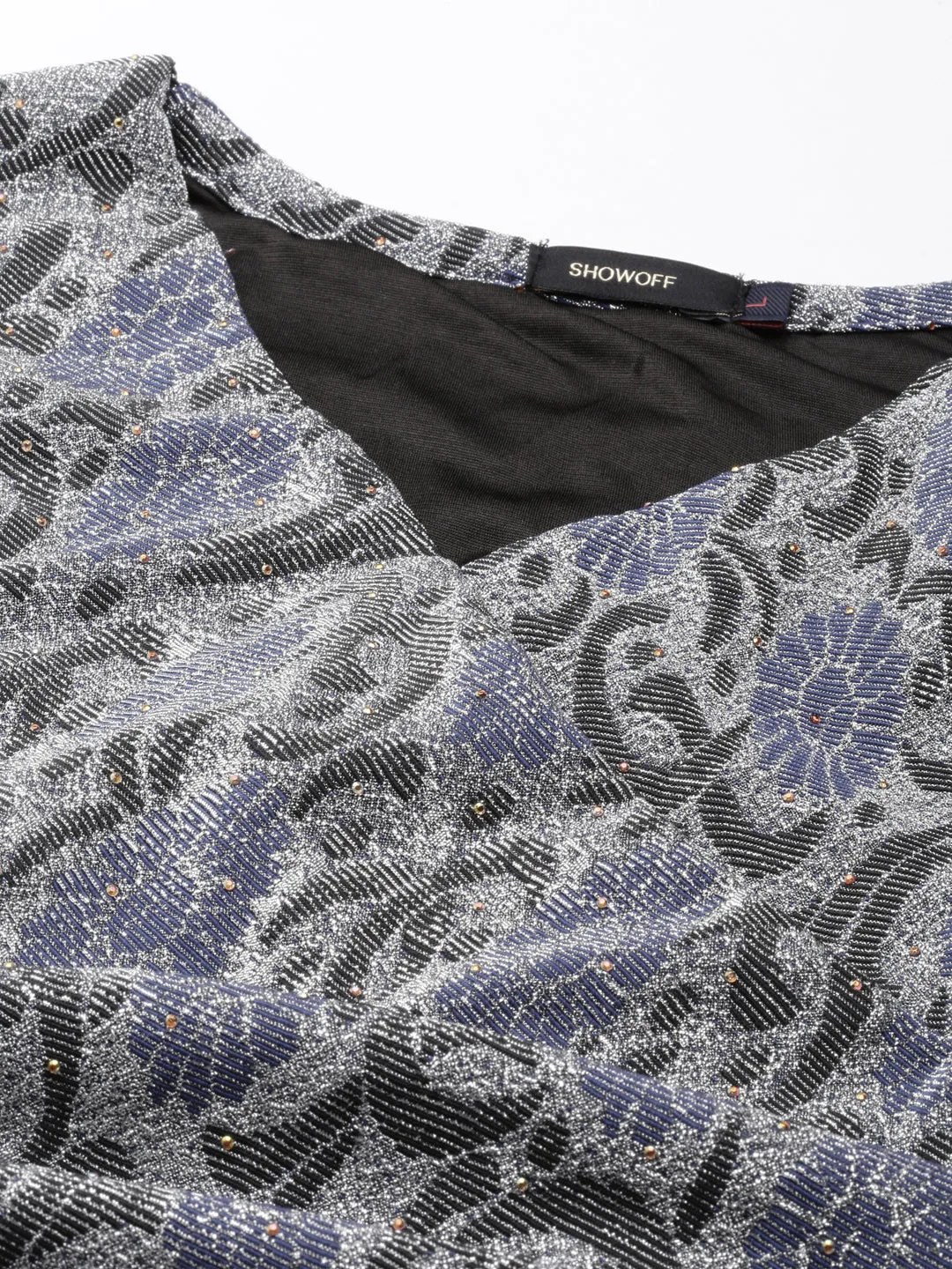 Effortless Layering Fresh Form Women's Silver Self Design Sheath Dress