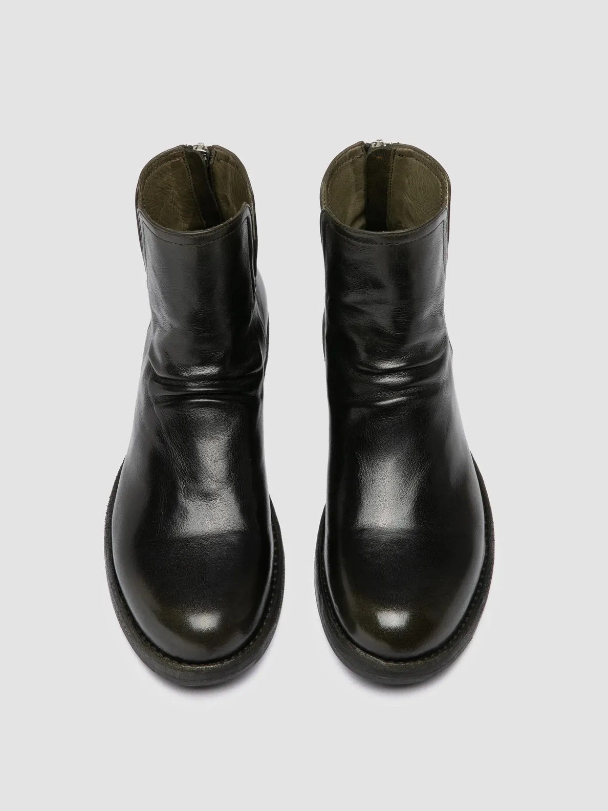 Protective Sole Pull On Style LEGRAND 169 - Green Leather Zipped Boots